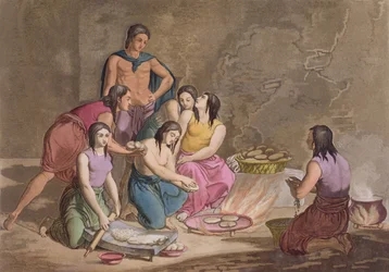 Aztekische Frauen machen Maisbrot, Mexiko, aus 